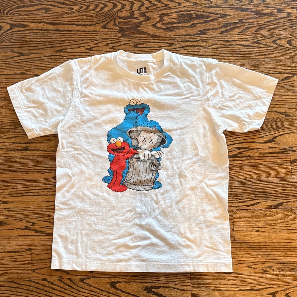 Uniqlo x KAWS White T-Shirt with Blue and Red Characters